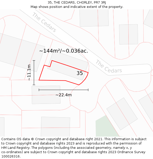 35, THE CEDARS, CHORLEY, PR7 3RJ: Plot and title map