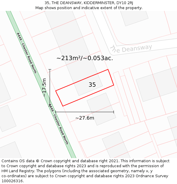35, THE DEANSWAY, KIDDERMINSTER, DY10 2RJ: Plot and title map