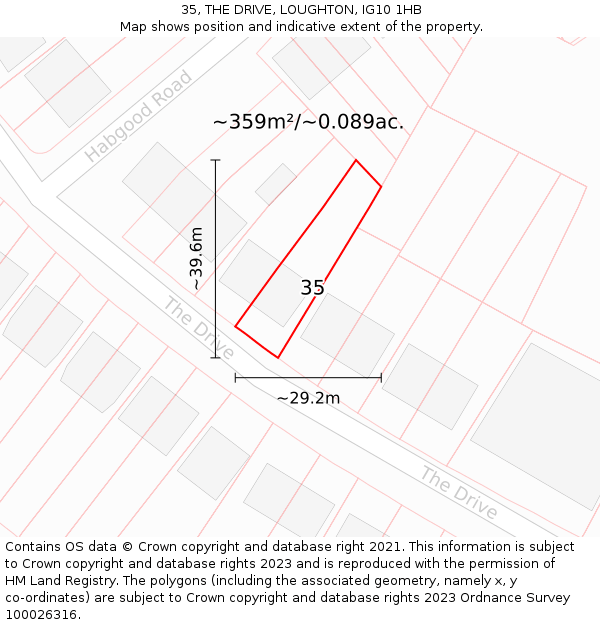 35, THE DRIVE, LOUGHTON, IG10 1HB: Plot and title map