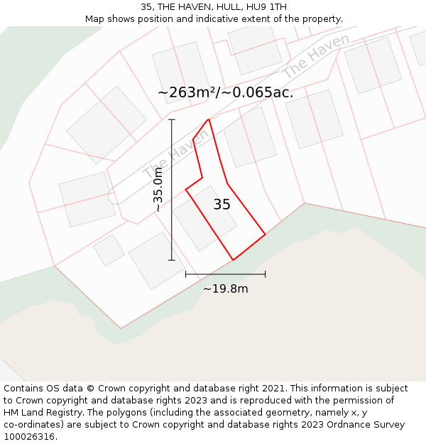 35, THE HAVEN, HULL, HU9 1TH: Plot and title map