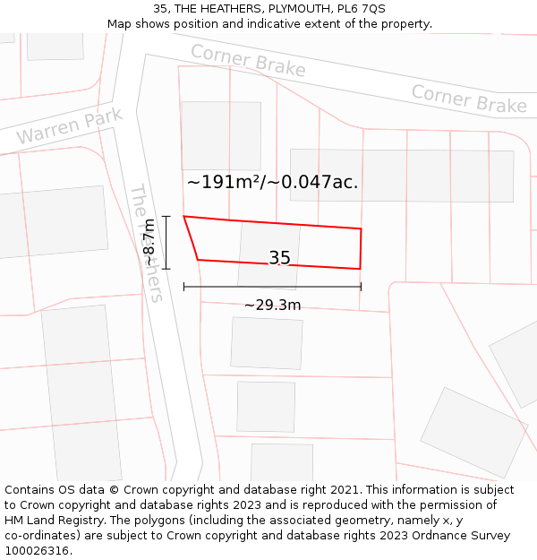 35, THE HEATHERS, PLYMOUTH, PL6 7QS: Plot and title map
