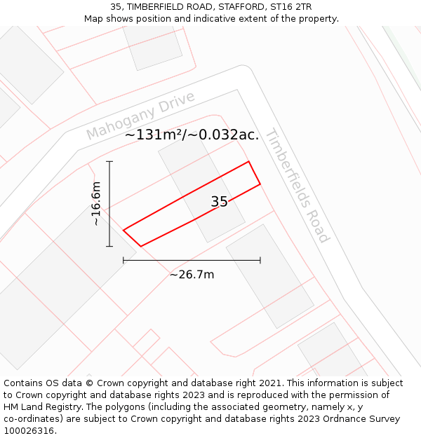 35, TIMBERFIELD ROAD, STAFFORD, ST16 2TR: Plot and title map