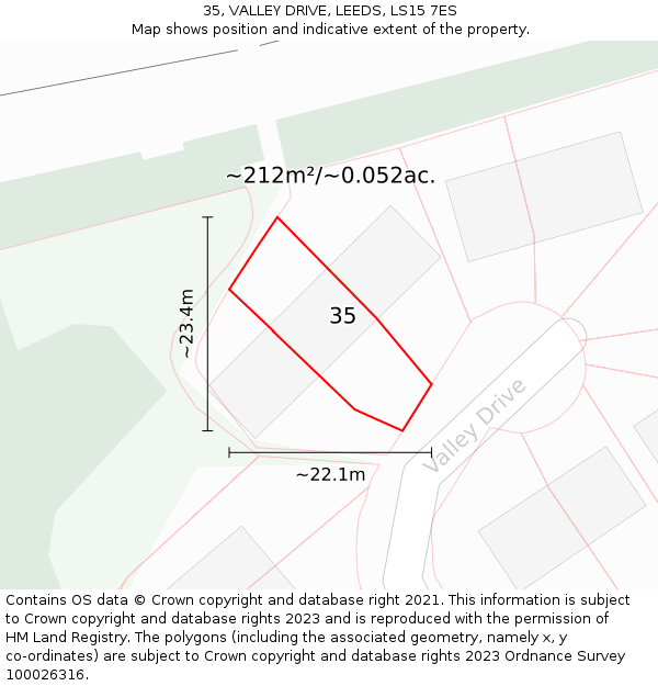 35, VALLEY DRIVE, LEEDS, LS15 7ES: Plot and title map