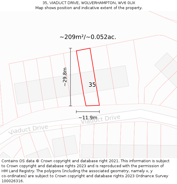 35, VIADUCT DRIVE, WOLVERHAMPTON, WV6 0UX: Plot and title map