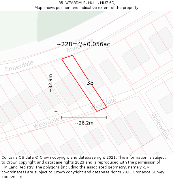 35, WEARDALE, HULL, HU7 6DJ: Plot and title map