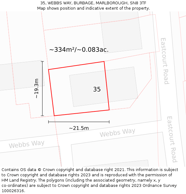 35, WEBBS WAY, BURBAGE, MARLBOROUGH, SN8 3TF: Plot and title map