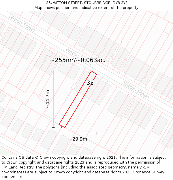 35, WITTON STREET, STOURBRIDGE, DY8 3YF: Plot and title map