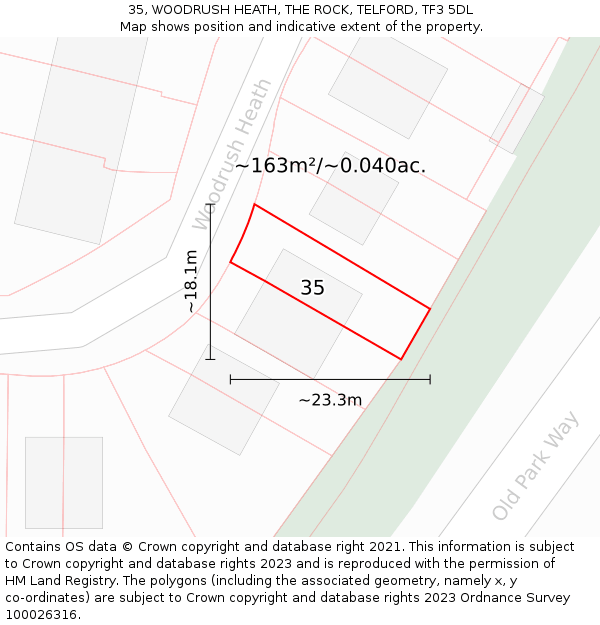 35, WOODRUSH HEATH, THE ROCK, TELFORD, TF3 5DL: Plot and title map