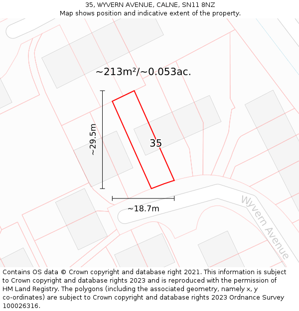 35, WYVERN AVENUE, CALNE, SN11 8NZ: Plot and title map
