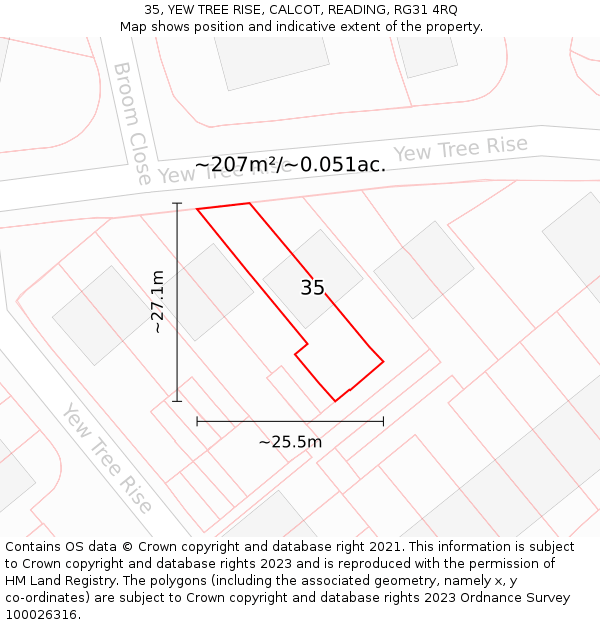 35, YEW TREE RISE, CALCOT, READING, RG31 4RQ: Plot and title map