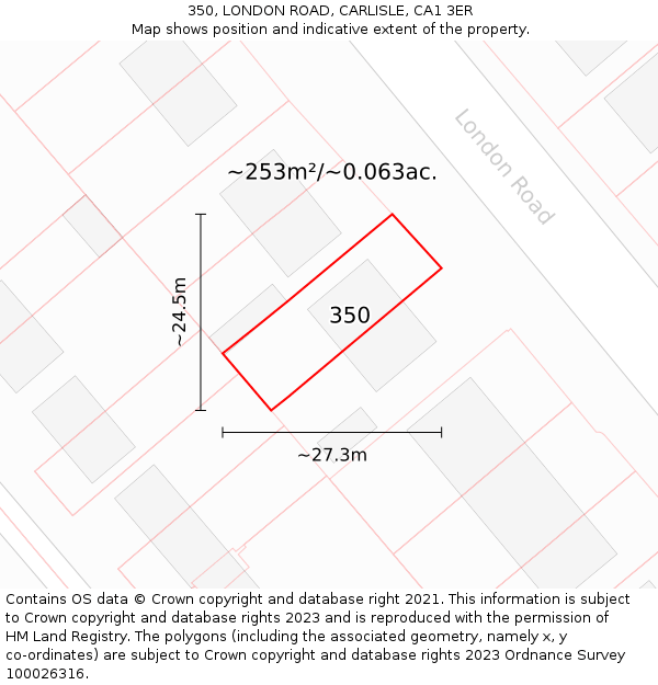 350, LONDON ROAD, CARLISLE, CA1 3ER: Plot and title map