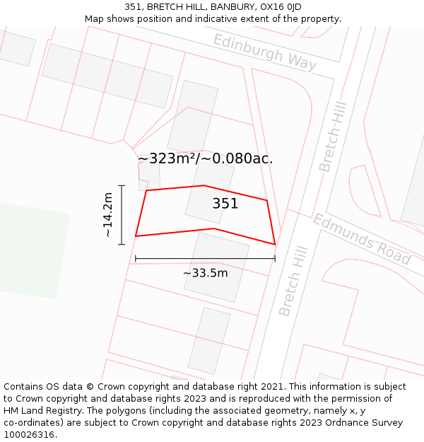 351, BRETCH HILL, BANBURY, OX16 0JD: Plot and title map