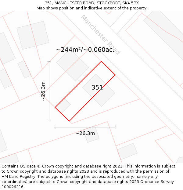 351, MANCHESTER ROAD, STOCKPORT, SK4 5BX: Plot and title map