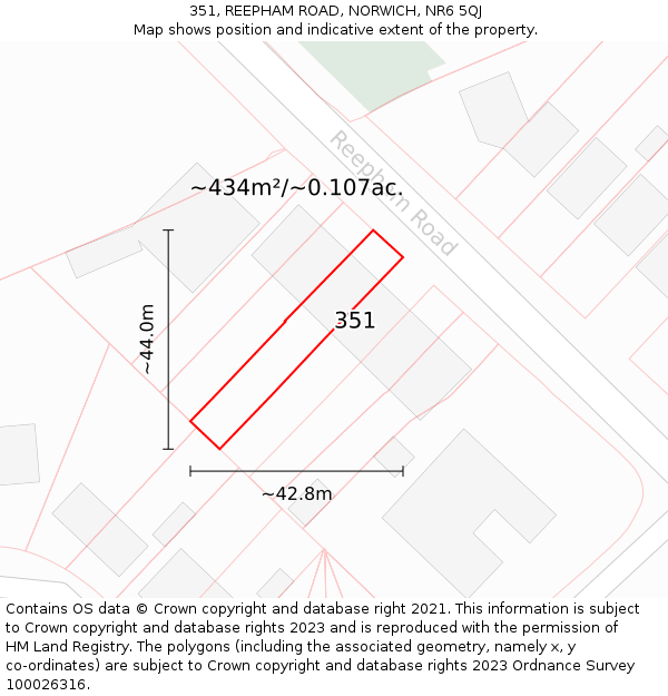 351, REEPHAM ROAD, NORWICH, NR6 5QJ: Plot and title map