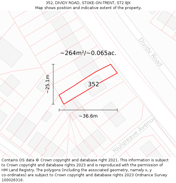 352, DIVIDY ROAD, STOKE-ON-TRENT, ST2 9JX: Plot and title map