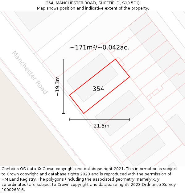 354, MANCHESTER ROAD, SHEFFIELD, S10 5DQ: Plot and title map