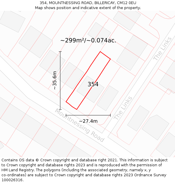 354, MOUNTNESSING ROAD, BILLERICAY, CM12 0EU: Plot and title map