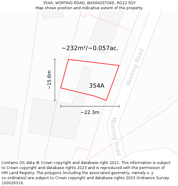 354A, WORTING ROAD, BASINGSTOKE, RG22 5DY: Plot and title map