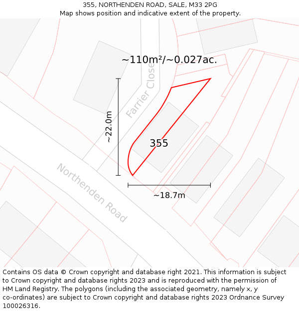 355, NORTHENDEN ROAD, SALE, M33 2PG: Plot and title map