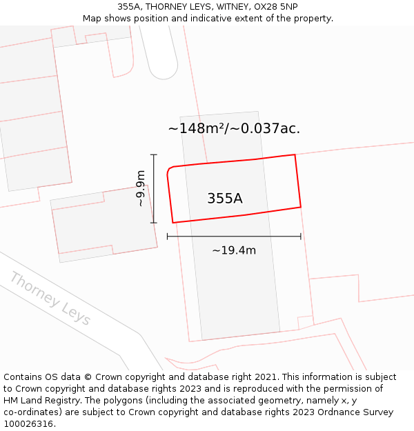 355A, THORNEY LEYS, WITNEY, OX28 5NP: Plot and title map