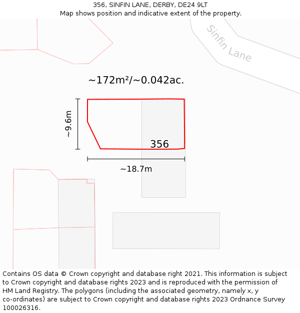 356, SINFIN LANE, DERBY, DE24 9LT: Plot and title map