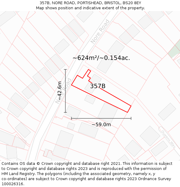 357B, NORE ROAD, PORTISHEAD, BRISTOL, BS20 8EY: Plot and title map