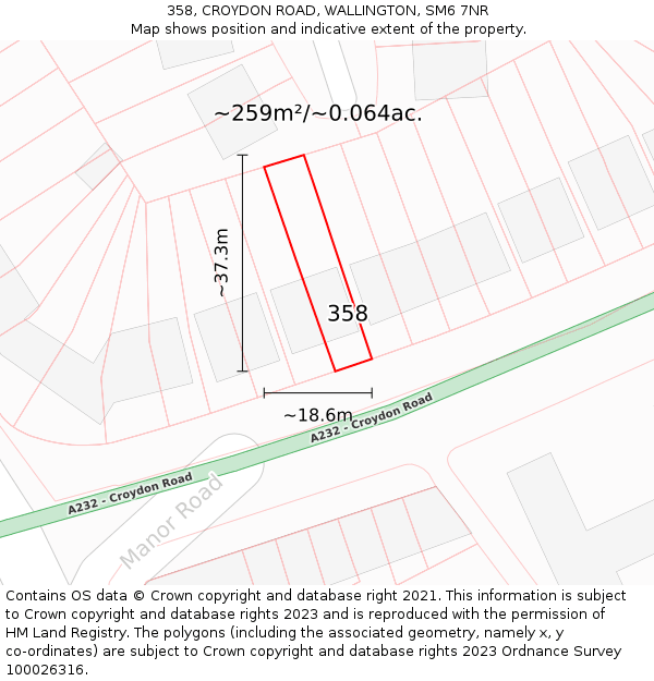 358, CROYDON ROAD, WALLINGTON, SM6 7NR: Plot and title map