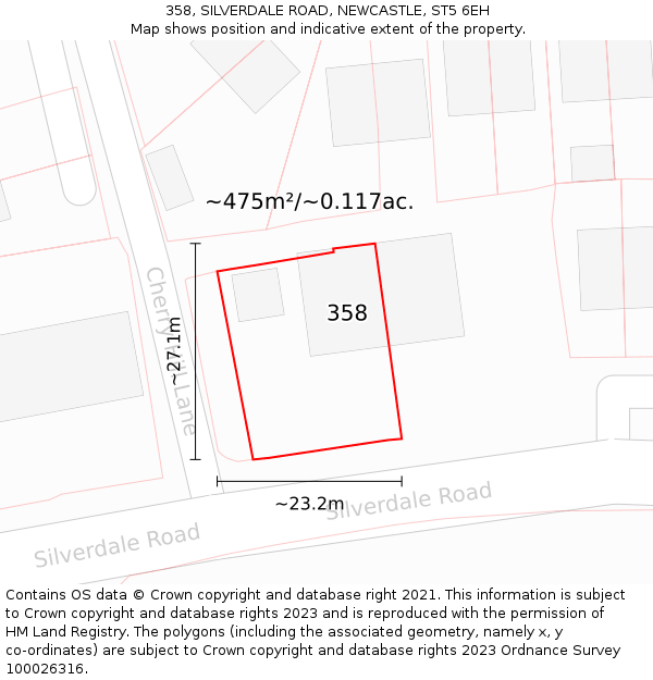 358, SILVERDALE ROAD, NEWCASTLE, ST5 6EH: Plot and title map