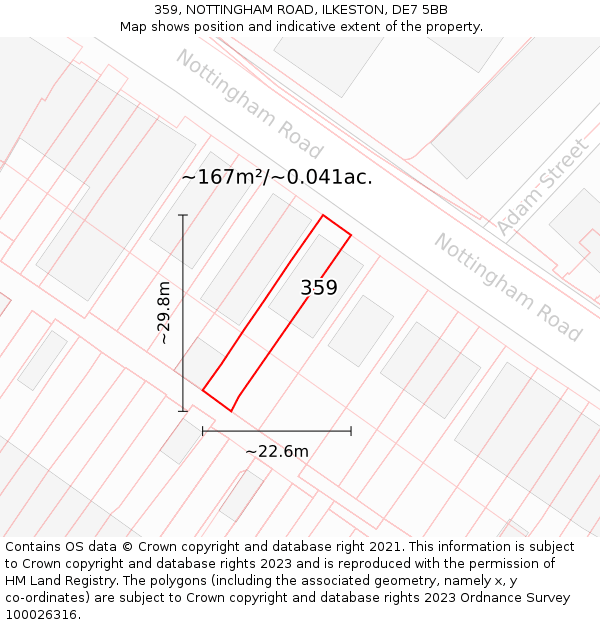 359, NOTTINGHAM ROAD, ILKESTON, DE7 5BB: Plot and title map