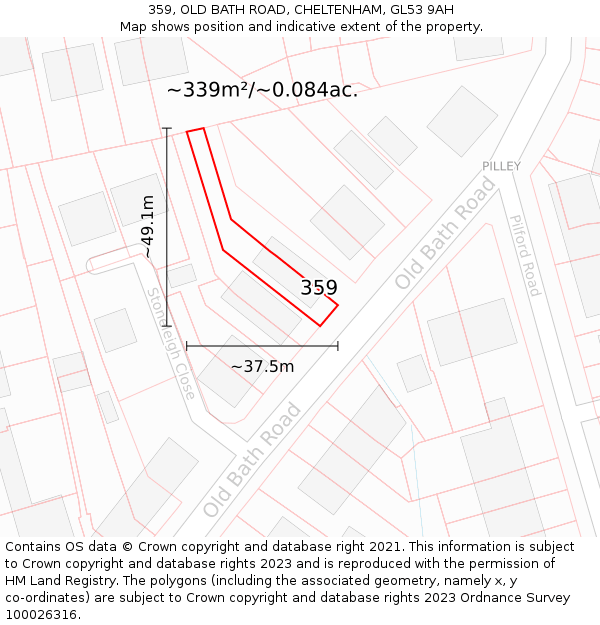 359, OLD BATH ROAD, CHELTENHAM, GL53 9AH: Plot and title map