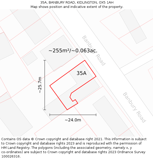 35A, BANBURY ROAD, KIDLINGTON, OX5 1AH: Plot and title map