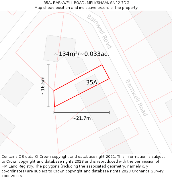 35A, BARNWELL ROAD, MELKSHAM, SN12 7DG: Plot and title map