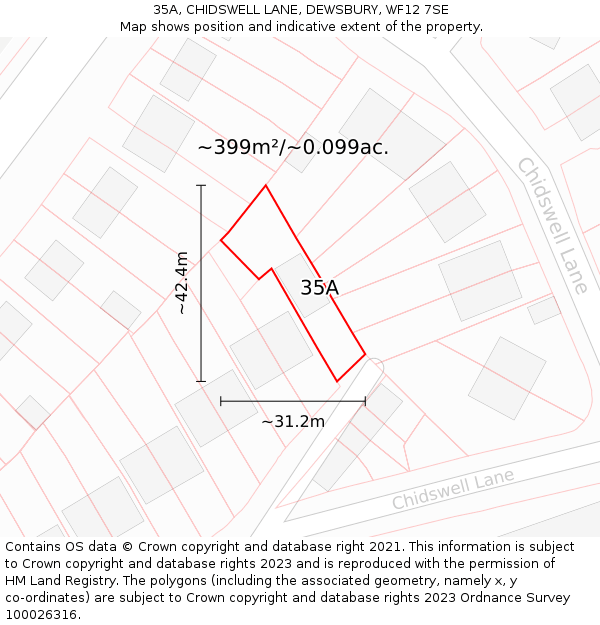 35A, CHIDSWELL LANE, DEWSBURY, WF12 7SE: Plot and title map