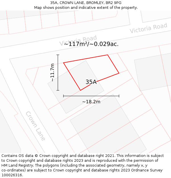 35A, CROWN LANE, BROMLEY, BR2 9PG: Plot and title map