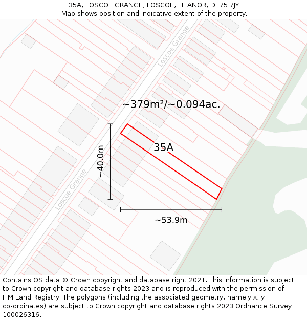 35A, LOSCOE GRANGE, LOSCOE, HEANOR, DE75 7JY: Plot and title map