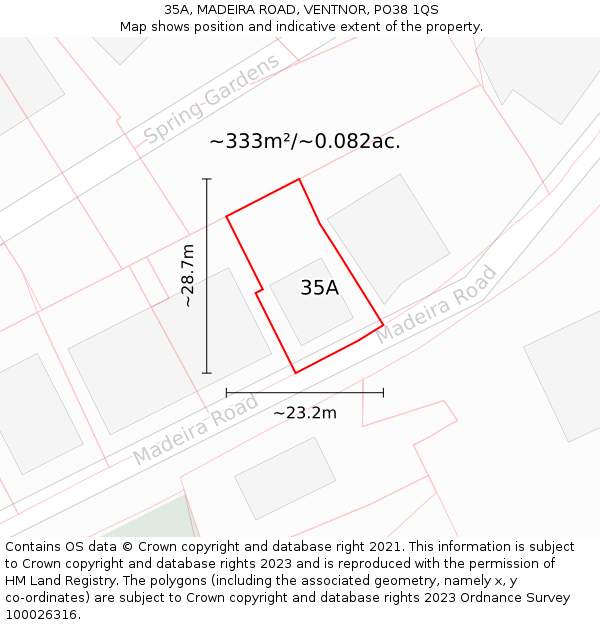35A, MADEIRA ROAD, VENTNOR, PO38 1QS: Plot and title map