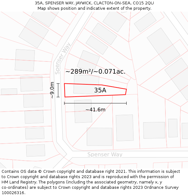 35A, SPENSER WAY, JAYWICK, CLACTON-ON-SEA, CO15 2QU: Plot and title map