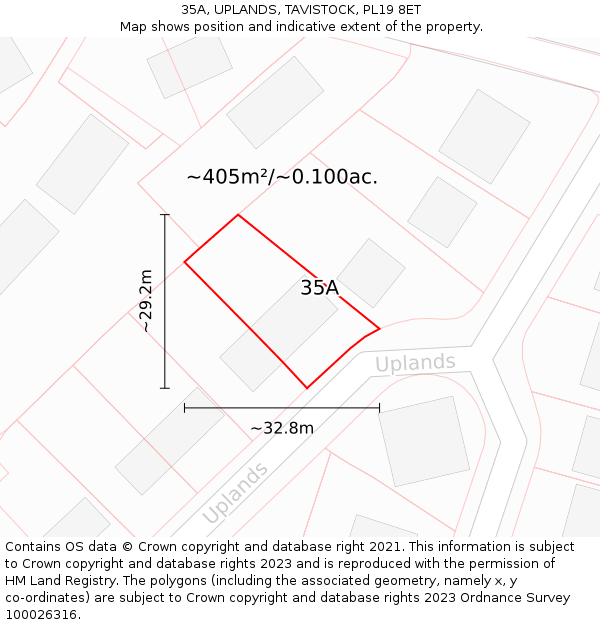 35A, UPLANDS, TAVISTOCK, PL19 8ET: Plot and title map