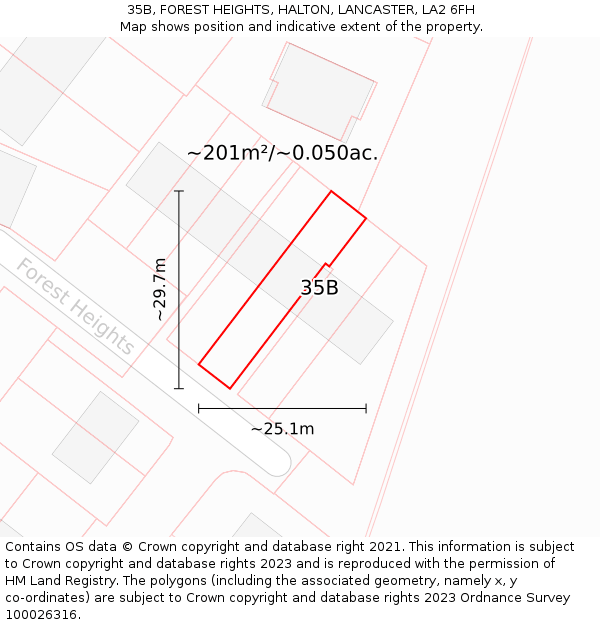 35B, FOREST HEIGHTS, HALTON, LANCASTER, LA2 6FH: Plot and title map