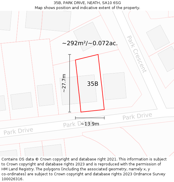 35B, PARK DRIVE, NEATH, SA10 6SG: Plot and title map