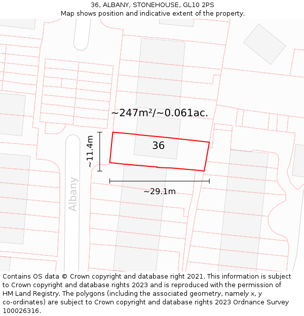 36, ALBANY, STONEHOUSE, GL10 2PS: Plot and title map