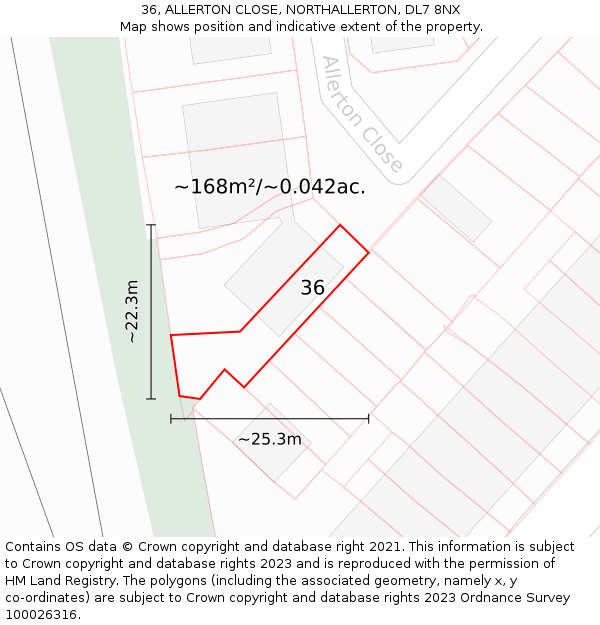 36, ALLERTON CLOSE, NORTHALLERTON, DL7 8NX: Plot and title map