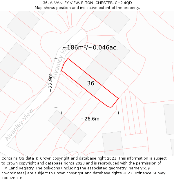 36, ALVANLEY VIEW, ELTON, CHESTER, CH2 4QD: Plot and title map