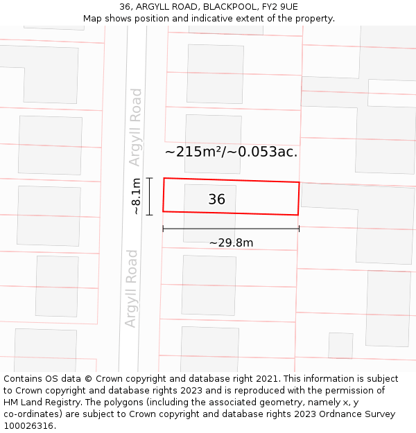36, ARGYLL ROAD, BLACKPOOL, FY2 9UE: Plot and title map