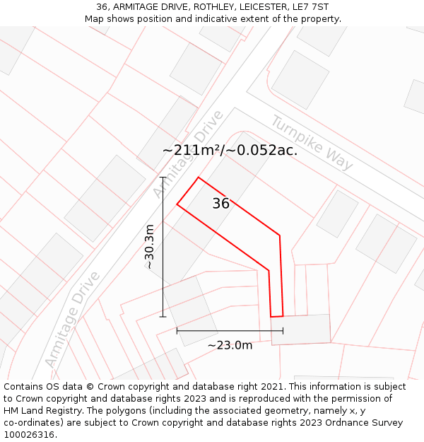 36, ARMITAGE DRIVE, ROTHLEY, LEICESTER, LE7 7ST: Plot and title map