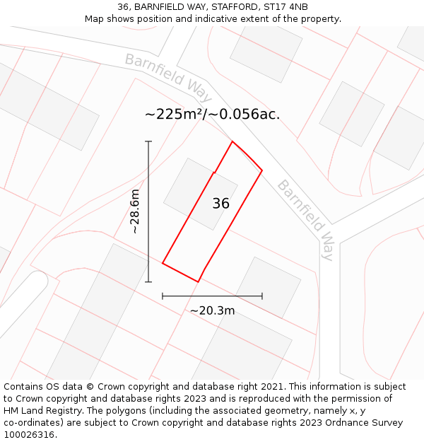 36, BARNFIELD WAY, STAFFORD, ST17 4NB: Plot and title map