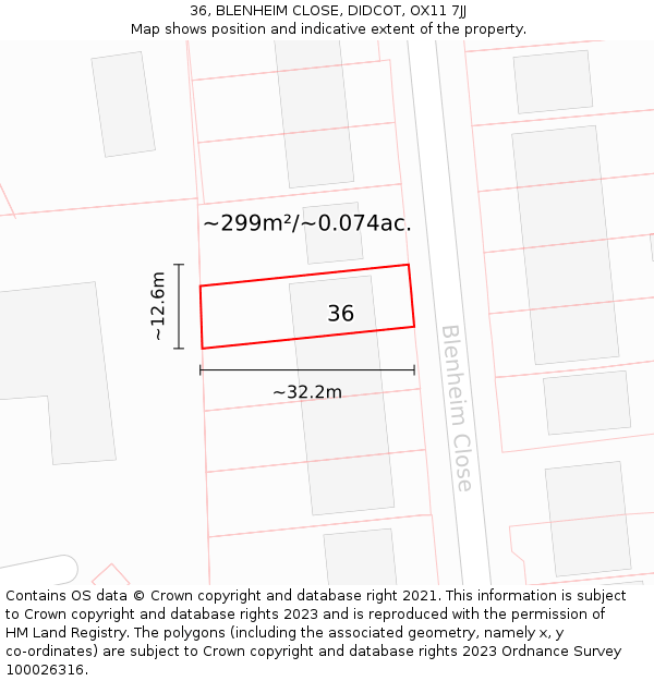 36, BLENHEIM CLOSE, DIDCOT, OX11 7JJ: Plot and title map