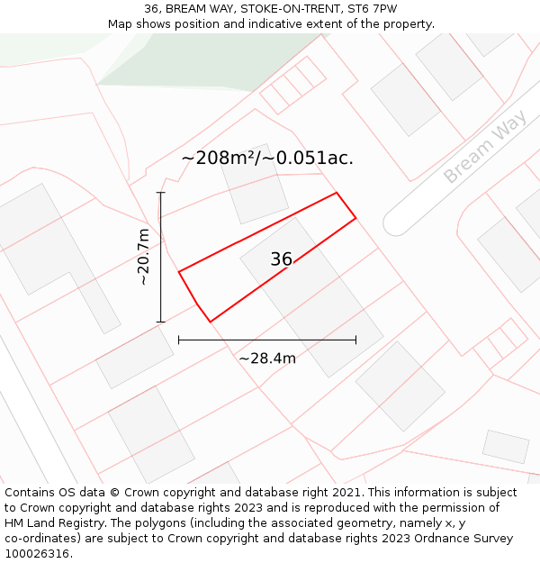 36, BREAM WAY, STOKE-ON-TRENT, ST6 7PW: Plot and title map