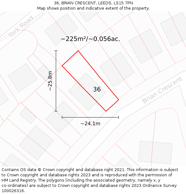 36, BRIAN CRESCENT, LEEDS, LS15 7PN: Plot and title map