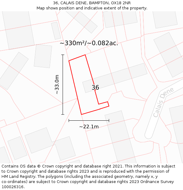 36, CALAIS DENE, BAMPTON, OX18 2NR: Plot and title map